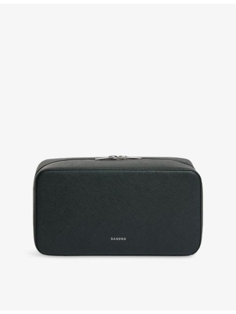 Sandro Logo-Embossed Leather Washbag