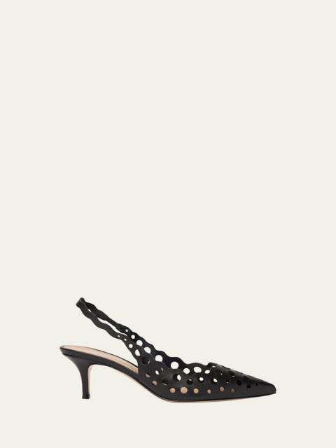 Gianvito Rossi 55mm Perforated Nappa Leather Slingback Pumps