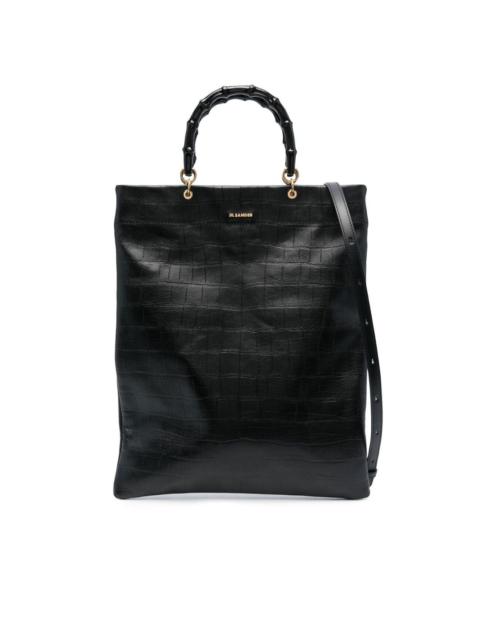 crocodile-effect leather tote