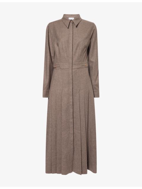GABRIELA HEARST Ethel Pleated Wool-Blend Midi Dress