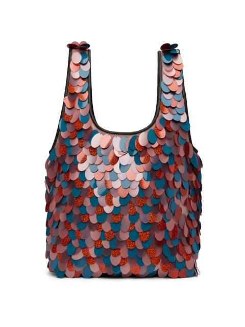 Dries Van Noten Burgundy & Blue Sequinned Tote