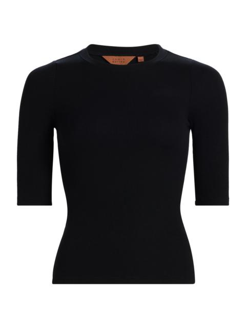 JAMIE HALLER Women's The Rib Elbow-Length Sleeve T-Shirt - Black