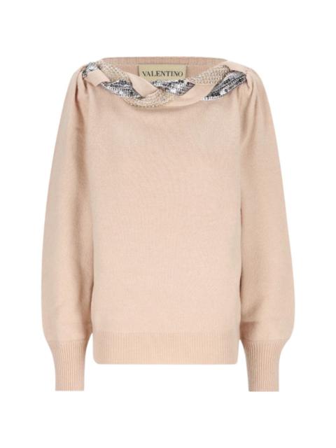 Valentino sequin-embellished twisted-neck sweater