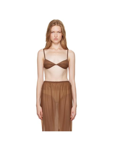 Carven Brown Sheer Bra