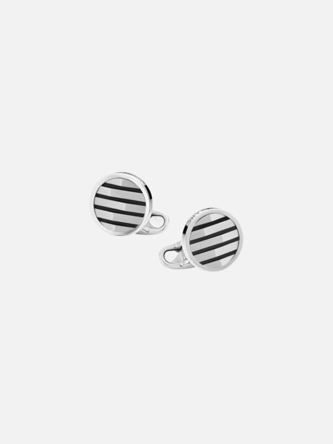 Cufflinks, round in silver with geometric inlay