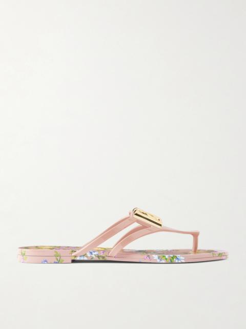 Dolce & Gabbana Embellished Floral-print Rubber Flip Flops