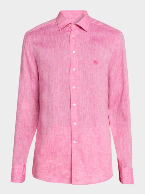 Etro Men's Pegaso Linen Roma-Fit Shirt