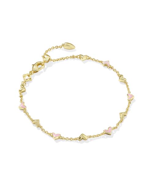 KENDRA SCOTT Haven Gold Delicate Chain Bracelet in Pink Enamel