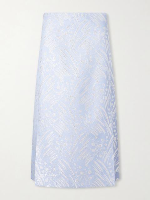 TORY BURCH Metallic Jacquard-knit Midi Skirt