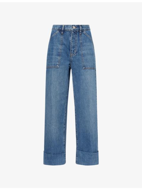 FRAME Utility Straight-Leg Cotton-Blend Jeans