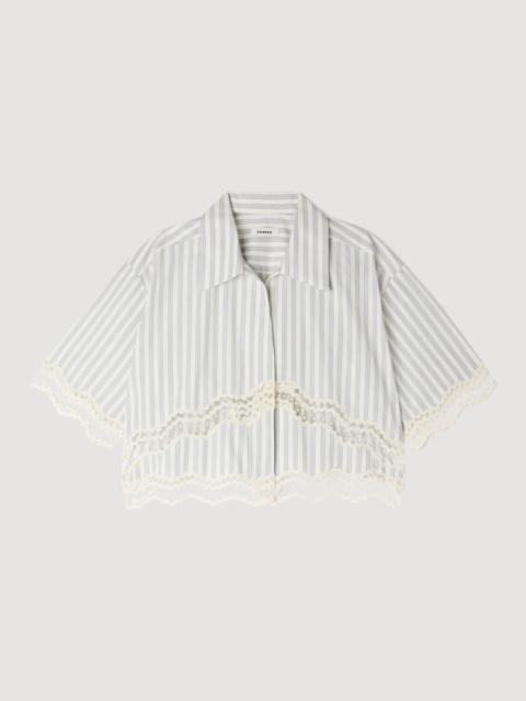 Sandro CROPPED STRIPED COTTON SHIRT