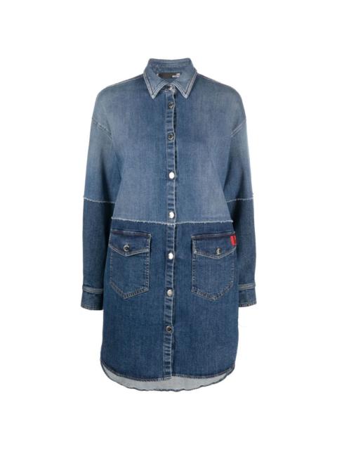 oversized two-tone denim shirt