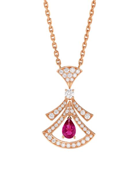 BVLGARI Women's Divissima 18K Rose Gold, 0.46 TCW Diamond & Rubellite Pendant Necklace - Rose Gold
