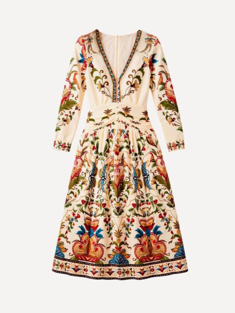 Cream Majestic Hearts Long-Sleeve Midi Dress