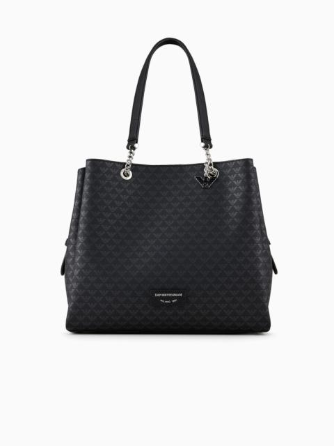 EMPORIO ARMANI All-over eagle shopper bag with eagle charm