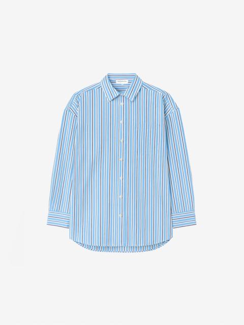 The Frankie Shop Oana Cotton Padded Shirt - Blue Multi Stripe
