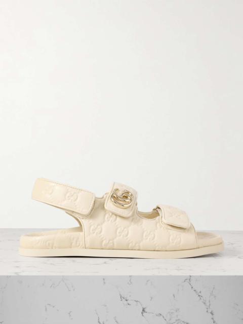 GUCCI New Marmont GG debossed leather sandals Ivory
