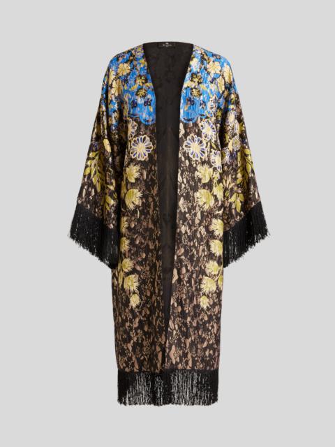 Etro LONG PONCHO WITH FLORAL PRINT