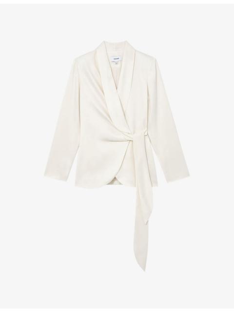 REISS Clover Tie-Front Woven Occasion Jacket