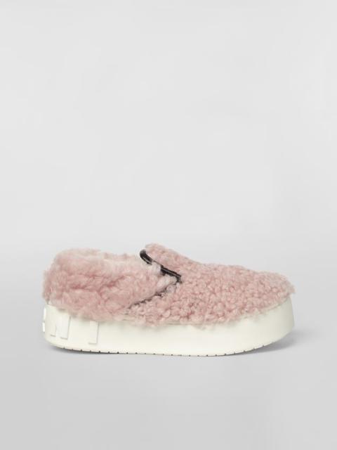 LIGHT BLUE SHEARLING SLIP-ON SNEAKER WITH MAXI MARNI LOGO