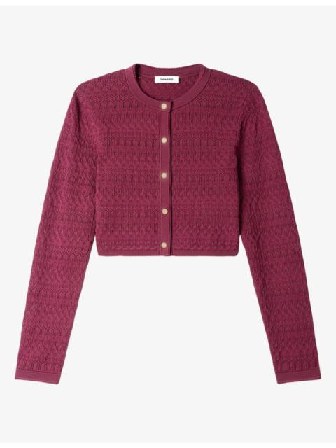 Sandro Cropped Pointelle-Knit Cardigan