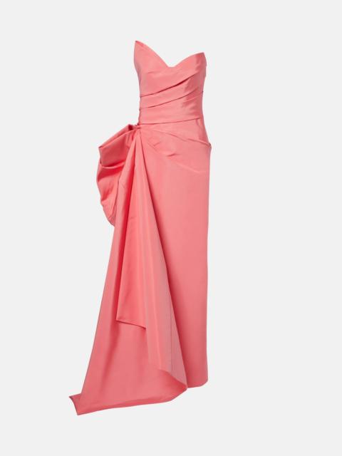 Monique Lhuillier Draped asymmetric silk bustier gown