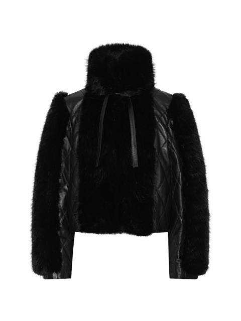 ROTATE Rotate Faux-fur Leather Jacket Black