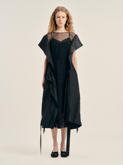 Simone Rocha Pleated Sheer Panel Flare Dress
