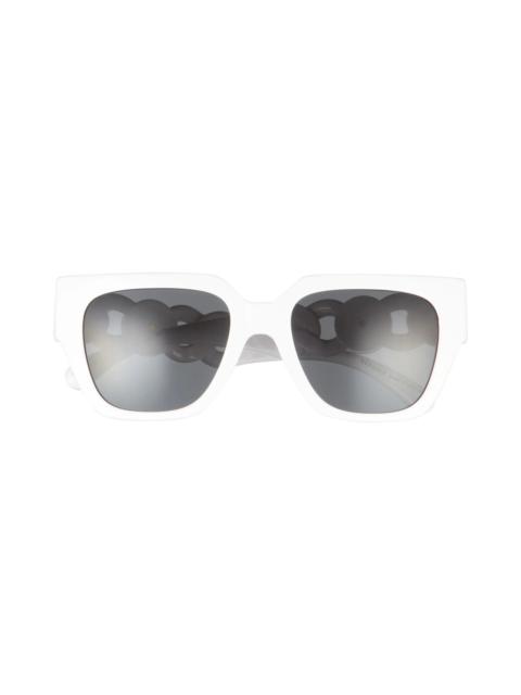 53mm Square Sunglasses in White/Dark Grey