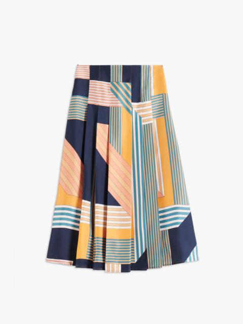 Victoria Beckham Patch Pocket Pleated Skirt in Navy-Multi