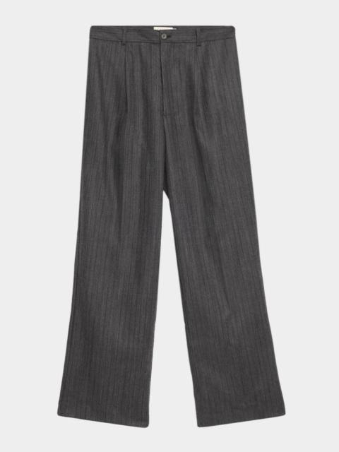 FRAME Men's Wool Stripe Wide-Leg Trousers