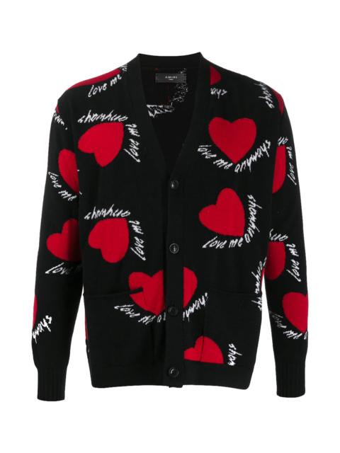 AMIRI Hearts Intarsia Cardigan Sweater "Black" S0M05110WC BLK
