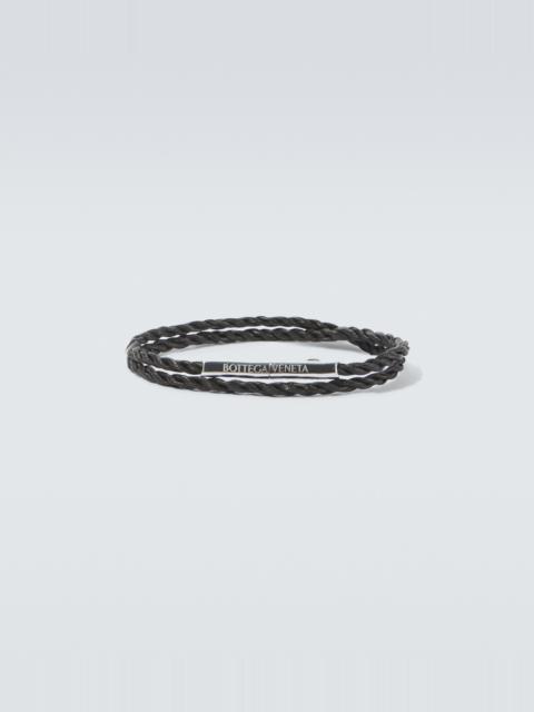 Bottega Veneta Leather sterling silver bracelet