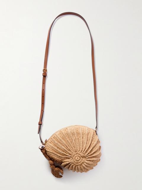 Anya Hindmarch Hermit Crab Leather-trimmed Raffia Shoulder Bag