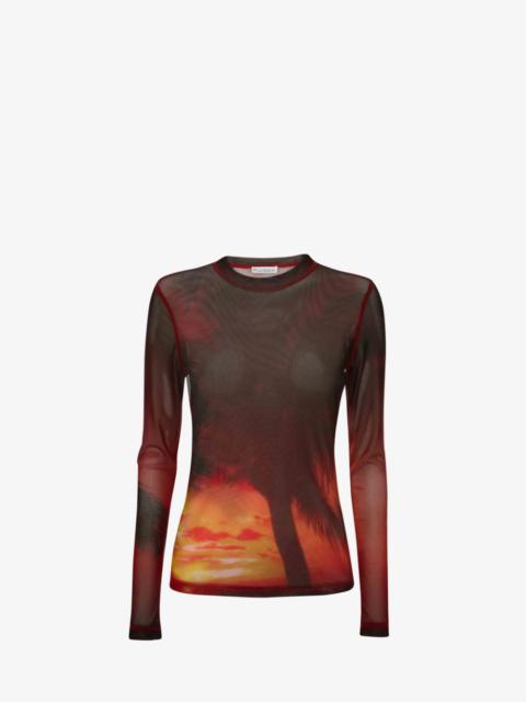 SUNSET PALM LONG SLEEVE TOP