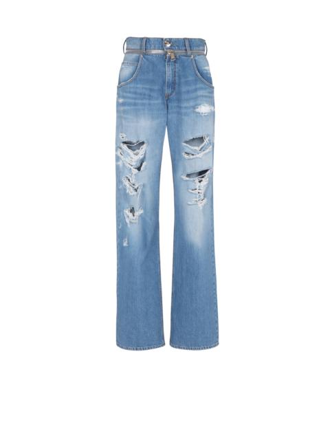 Balmain Wide-leg cotton jeans
