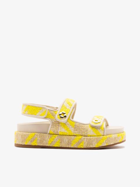 Larroudé Jetty Sandal Yellow Printed Fabric