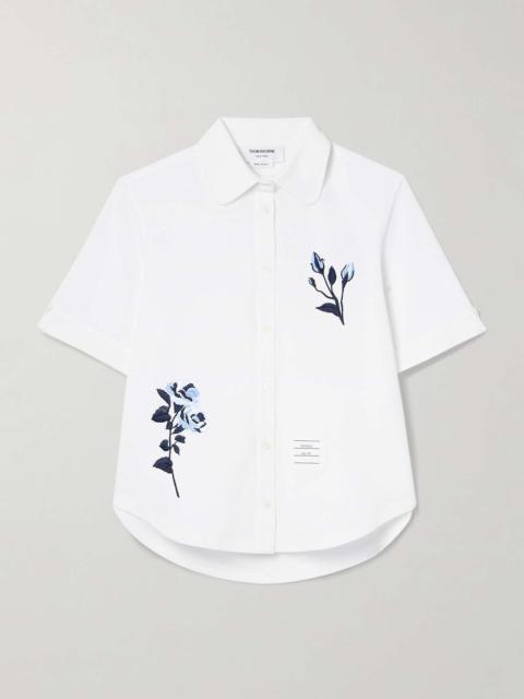 Embroidered cotton-piqué shirt