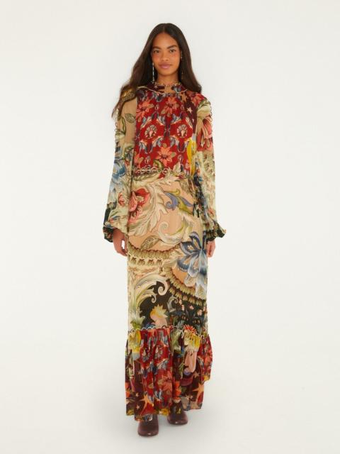 FARM RIO Mixed Lunar Boho Long Sleeve Maxi Dress