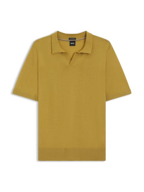 BOSS MERINO WOOL KNIT POLO WITH JOHNNY COLLAR