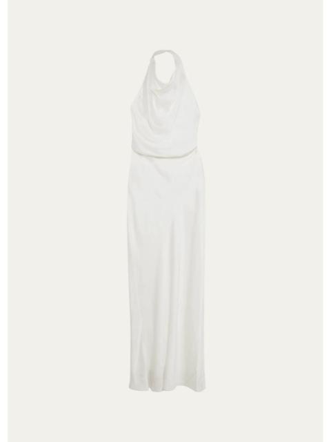 SIMKHAI Reannon Draped Satin Halter Gown