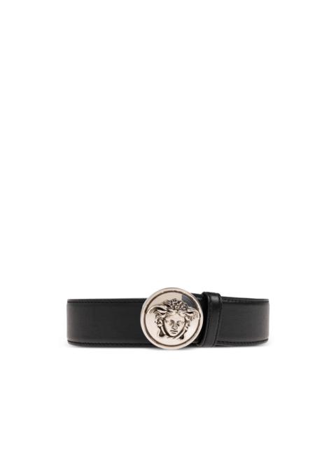 VERSACE logo-buckle leather belt