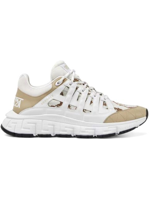 VERSACE Versace Trigreca Jacquard Leather White Beige