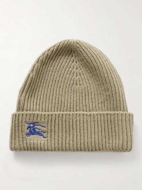 Burberry Logo-Embroidered Ribbed Cashmere Beanie