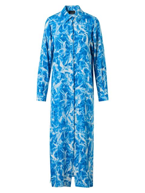 AKRIS Women's Abstract-Print Silk Shirtdress - Twilight Ecru