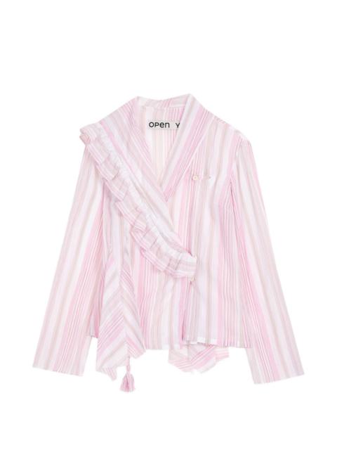 OPEN YY ruffled stripe blouse