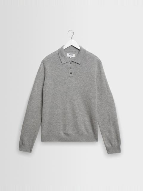 Wax London Lawrie - Grey Long-Sleeve Knitted Polo