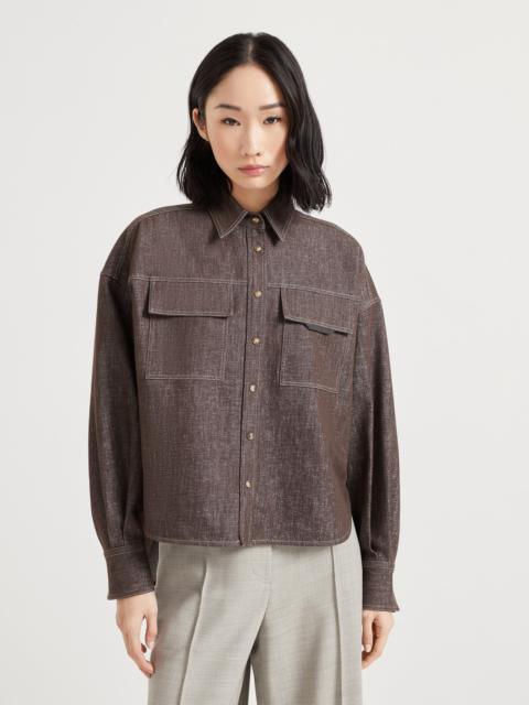 Brunello Cucinelli Sparkling no-fade denim shirt with shiny flap detail