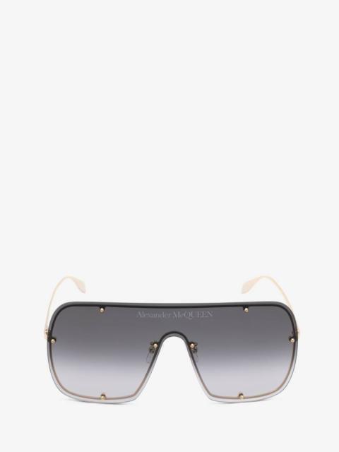Alexander McQueen Studs Mask Sunglasses in Gold