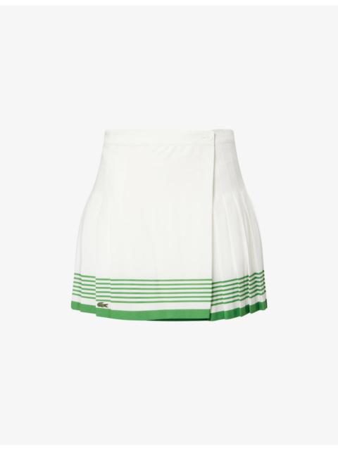 LACOSTE Logo-Patch Pleat Woven Tennis Skirt